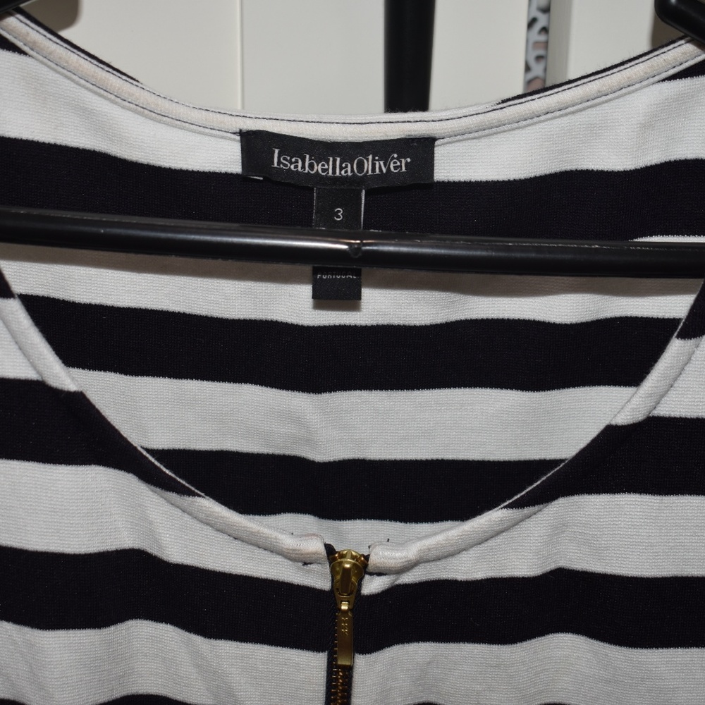 blue white striped Isabella Oliver maternity dress - Picture 3 of 5